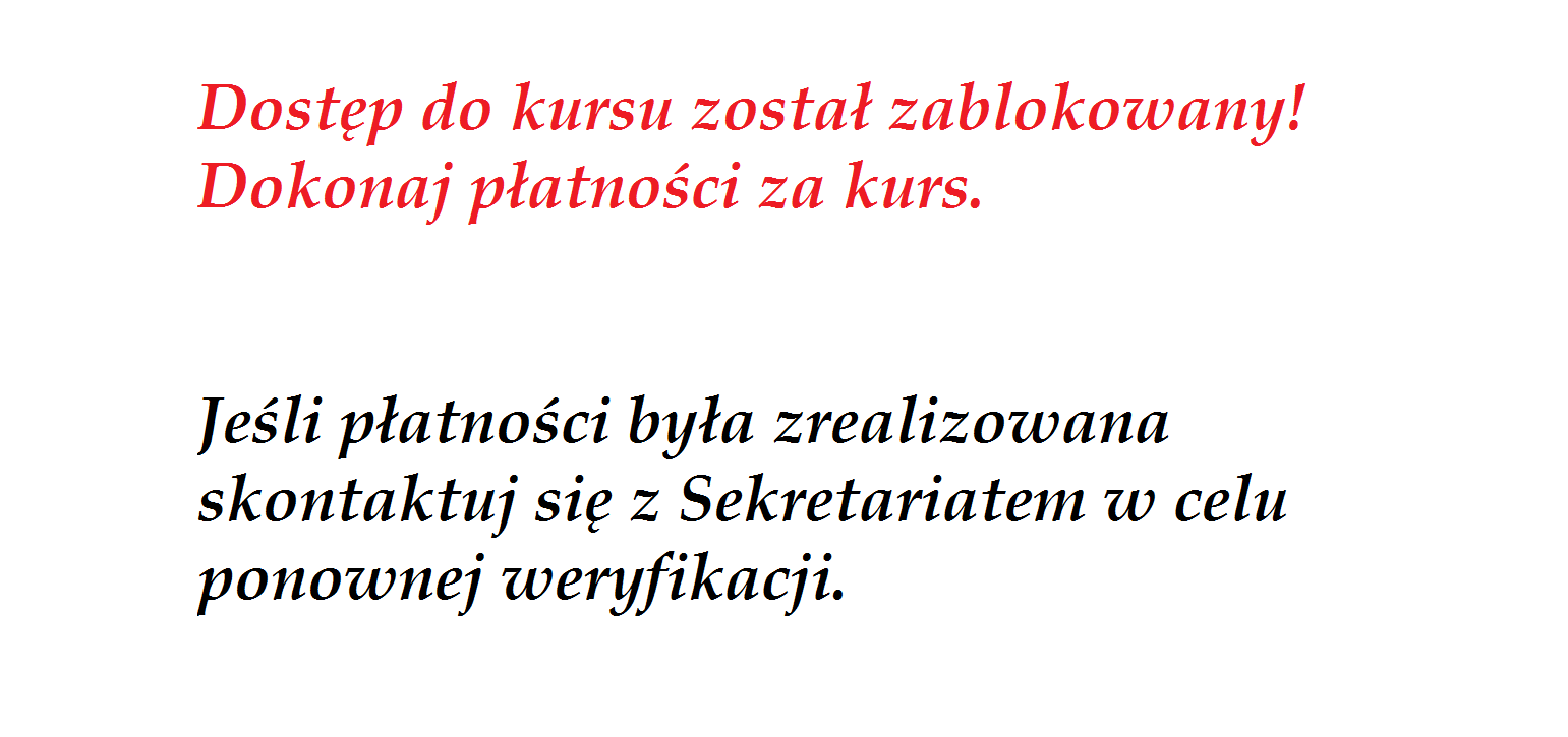 BLOKADA KURSU – dokonaj płatności!